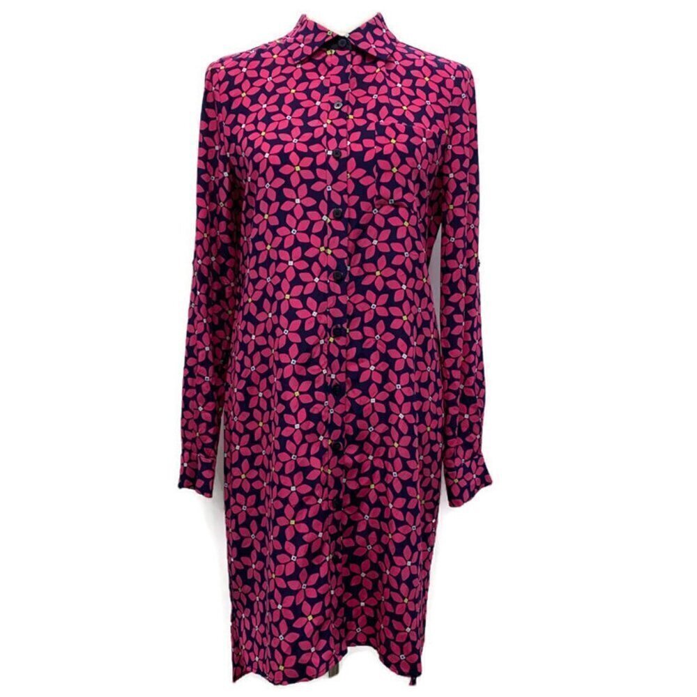 Diane Von Furstenberg Navy & Pink Silk Dress